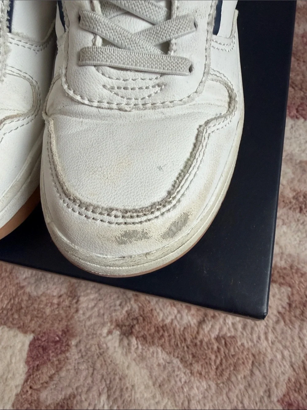 Nautica White and Navy Kids Velcro Tennis Sneaker, Play Shoes